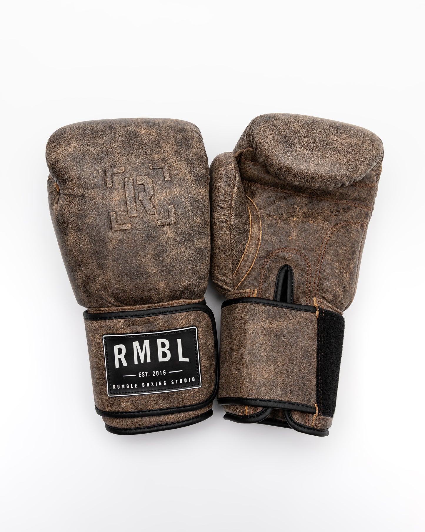 Premium RMBL Leather Gloves Brown Embossed