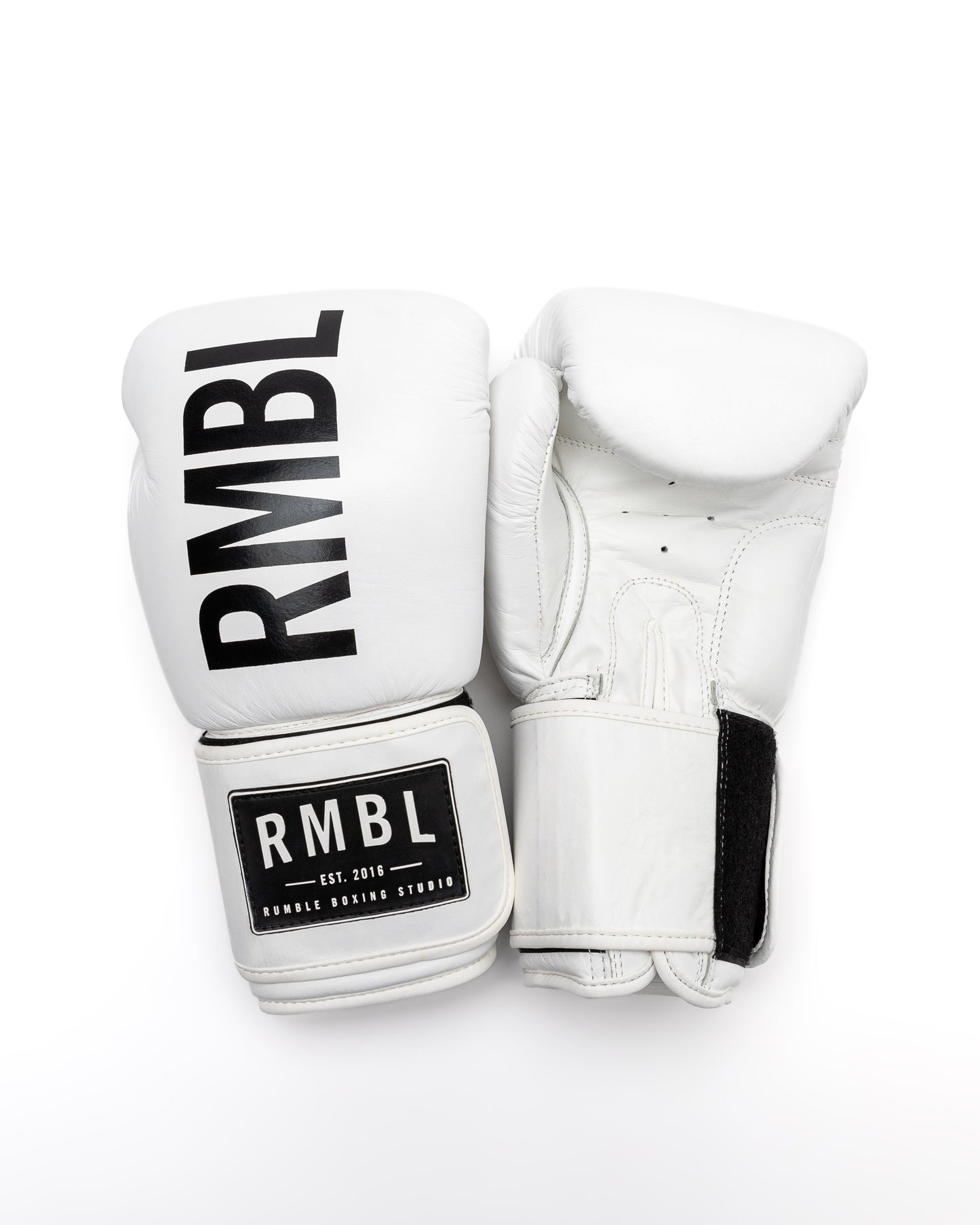 Premium RMBL Leather Gloves Vertical White