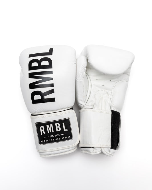 Premium RMBL Leather Gloves Vertical White